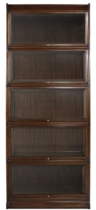 Casa Padrino Luxus Mahagoni Bücherschrank mit 5 Glastüren und LED Beleuchtung Dunkelbraun 90 x 39 x H. 223 cm - Luxus Büromöbel