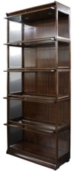 Casa Padrino Luxury Mahogany Bookcase with 5 Glass Doors and LED Lighting Dark Brown 90 x 39 x H. 223 cm - Luxury Office Furniture