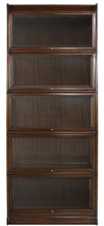 Casa Padrino Luxury Mahogany Bookcase with 5 Glass Doors and LED Lighting Dark Brown 90 x 39 x H. 223 cm - Luxury Office Furniture