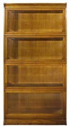 Casa Padrino luxury bookcase with 4 glass doors and LED lighting light brown 90 x 39 x H. 182 cm - Office Cabinet