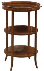 Casa Padrino Luxus Beistelltisch Braun 54 x 47 x H. 80 cm - Runder Tisch mit Glasplatte und abnehmbarem Tablett