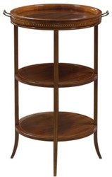 Casa Padrino tavolino di lusso marrone 54 x 47 x H. 80 cm - Tavolo Rotondo con Piano in Vetro e Vassoio Estraibile