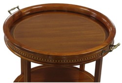 Casa Padrino tavolino di lusso marrone 54 x 47 x H. 80 cm - Tavolo Rotondo con Piano in Vetro e Vassoio Estraibile