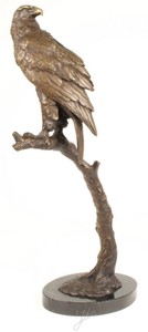 casa Padrino figura di bronzo aquila di mare grigio / oro / nero 42,6 x 21,4 x H. 81,8 cm - Figura Deco con Base in Marmo