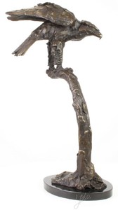 casa Padrino figura di bronzo aquila di mare grigio / oro / nero 44,4 x 28,8 x H. 71,5 cm - Figura Deco con Base in Marmo