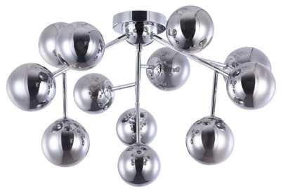 Casa Padrino Lámpara de Techo Plata Ø 60 x H. 20 cm - Lámpara de la Sala de Estar con Pantallas Esféricas