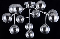 Casa Padrino Lámpara de Techo Plata Ø 60 x H. 20 cm - Lámpara de la Sala de Estar con Pantallas Esféricas