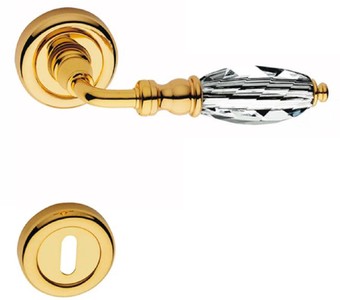 Casa Padrino set di maniglia per porte di lusso oro 13 x H. 5 cm - Maniglie in Ottone con Cristallo Swarovski