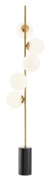 Casa Padrino lampada alogena da terra di lusso ottone anticato / nero / bianco Ø 44 x H. 190 cm - Lampada a Risparmio Energetico con Base in Marmo Nobile