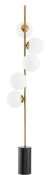 Casa Padrino lampada alogena da terra di lusso ottone anticato / nero / bianco Ø 44 x H. 190 cm - Lampada a Risparmio Energetico con Base in Marmo Nobile