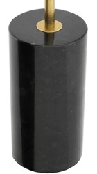 Casa Padrino lampada alogena da terra di lusso ottone anticato / nero / bianco Ø 44 x H. 190 cm - Lampada a Risparmio Energetico con Base in Marmo Nobile