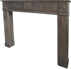 Casa Padrino marco de chimenea de estilo campestre marrón grisáceo antiguo 137 x 20 x H. 113 cm - Muebles de Estilo Campestre 