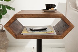 Mesa auxiliar de diseño Casa Padrino natural / negro Sheesham 45cm x 35cm x H.65cm de madera maciza