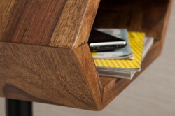 Mesa auxiliar de diseño Casa Padrino natural / negro Sheesham 45cm x 35cm x H.65cm de madera maciza