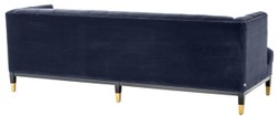 Casa Padrino sofá de la sala de estar de lujo azul medianoche / negro / latón 230 x 85 x H. 79 cm - Sofá Chesterfield de Terciopelo
