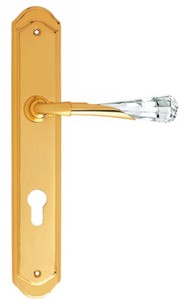 Casa Padrino Set di Maniglia per Porta di Lusso Oro 15 x H. 28 cm - Maniglie per Porte in Cristallo Swarovski