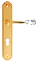 Casa Padrino Set di Maniglia per Porta di Lusso Oro 15 x H. 28 cm - Maniglie per Porte in Cristallo Swarovski