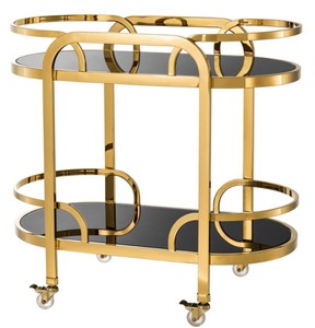 Casa Padrino chariots de nourriture de luxe or / noir 85 x 46,5 x H. 80,5 cm - Chariots de Nourriture de Hôtel Restaurant Gastronomie