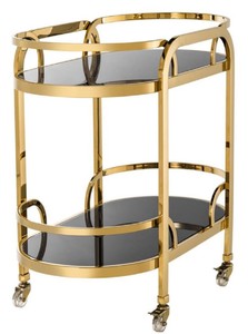 Casa Padrino Luxus Servierwagen Gold / Schwarz 85 x 46,5 x H. 80,5 cm - Hotel Restaurant Gastronomie Trolley 