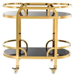 Casa Padrino Luxus Servierwagen Gold / Schwarz 85 x 46,5 x H. 80,5 cm - Hotel Restaurant Gastronomie Trolley 