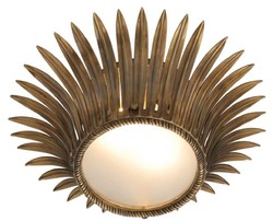 Casa Padrino lampada di copertura di lusso in design girasole ottone vintage / bianco Ø 43 x H. 16,5 cm - Lampada di Design