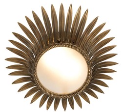 Casa Padrino lampada di copertura di lusso in design girasole ottone vintage / bianco Ø 43 x H. 16,5 cm - Lampada di Design