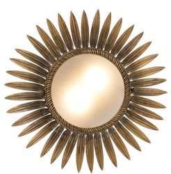 Casa Padrino lampada di copertura di lusso in design girasole ottone vintage / bianco Ø 43 x H. 16,5 cm - Lampada di Design