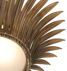 Casa Padrino lampada di copertura di lusso in design girasole ottone vintage / bianco Ø 43 x H. 16,5 cm - Lampada di Design