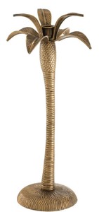 Casa Padrino Luxus Kerzenhalter Vintage Messingfarben Ø 20 x H. 42 cm - Messing Kerzenständer im Palmen Design