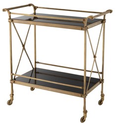 Casa Padrino Luxury Serving Trolley Vintage Brass / Black 85 x 46 x H. 88 cm - Hotel Restaurant Gastronomie Trolley