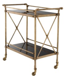 Casa Padrino Luxury Serving Trolley Vintage Brass / Black 85 x 46 x H. 88 cm - Hotel Restaurant Gastronomie Trolley
