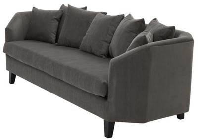 Casa Padrino Luxus Sofa mit Kissen Dunkelgrau / Schwarz 240 x 95 x H. 78 cm - Luxus Wohnzimmermöbel