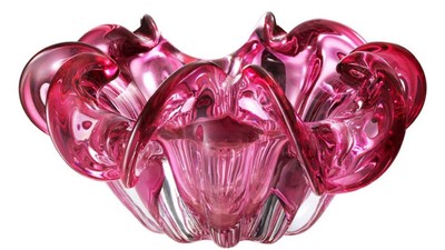 Casa Padrino tazón decorativo hecho de vidrio soplado a la boca rosa Ø 21 x H. 10 cm - Accesorios de Decoración de Lujo