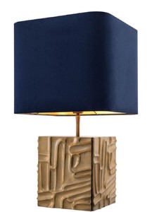 Casa Padrino Lámpara de Mesa de Lujo Vintage Latón / Azul 35 x 35 x H. 62 cm - Lámpara de Diseño