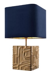Casa Padrino Lámpara de Mesa de Lujo Vintage Latón / Azul 35 x 35 x H. 62 cm - Lámpara de Diseño