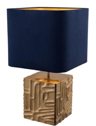 Casa Padrino Lámpara de Mesa de Lujo Vintage Latón / Azul 35 x 35 x H. 62 cm - Lámpara de Diseño