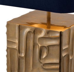 Casa Padrino Lámpara de Mesa de Lujo Vintage Latón / Azul 35 x 35 x H. 62 cm - Lámpara de Diseño