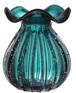 Casa Padrino vaso / vaso di fiori di vetro verde Ø 23 x H. 27 cm - Deco Soggiorno di Lusso