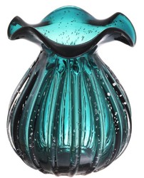 Casa Padrino vaso / vaso di fiori di vetro verde Ø 23 x H. 27 cm - Deco Soggiorno di Lusso