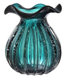 Casa Padrino vaso / vaso di fiori di vetro verde Ø 23 x H. 27 cm - Deco Soggiorno di Lusso