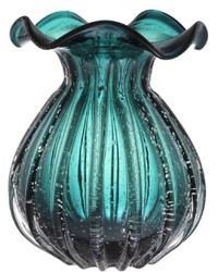 Casa Padrino vaso / vaso di fiori di vetro verde Ø 26 x H. 33 cm - Deco Soggiorno di Lusso