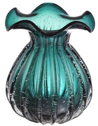 Casa Padrino vaso / vaso di fiori di vetro verde Ø 26 x H. 33 cm - Deco Soggiorno di Lusso