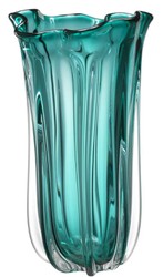 Casa Padrino vaso / vaso di fiori di vetro di lusso turchese Ø 19 x H. 34 cm - Accessori Decorativi