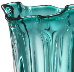 Casa Padrino vaso / vaso di fiori di vetro di lusso turchese Ø 19 x H. 34 cm - Accessori Decorativi