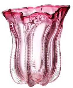 Casa Padrino designer glass flower vase pink Ø 25 x H. 28 cm - Luxury Decorative Vase