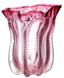 Casa Padrino vase à fleur en verre design rose Ø 25 x H. 28 cm - Vase Décoratif de Luxe