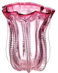 Casa Padrino vase à fleur en verre design rose Ø 25 x H. 28 cm - Vase Décoratif de Luxe