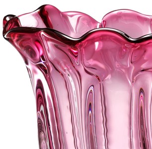 Casa Padrino Designer Glas Blumenvase Rosa Ø 25 x H. 35 cm - Luxus Deko Vase