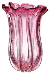 Casa Padrino vase à fleur en verre design rose Ø 25 x H. 35 cm - Vase Décoratif de Luxe