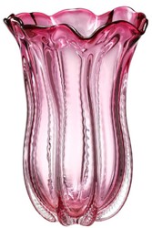 Casa Padrino vase à fleur en verre design rose Ø 25 x H. 35 cm - Vase Décoratif de Luxe